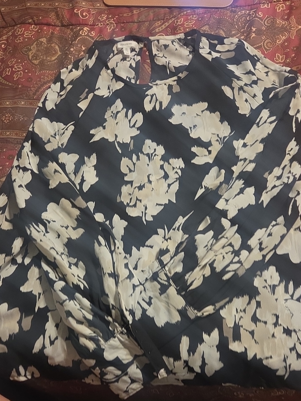 Maurices Black and White Abstract Print Top